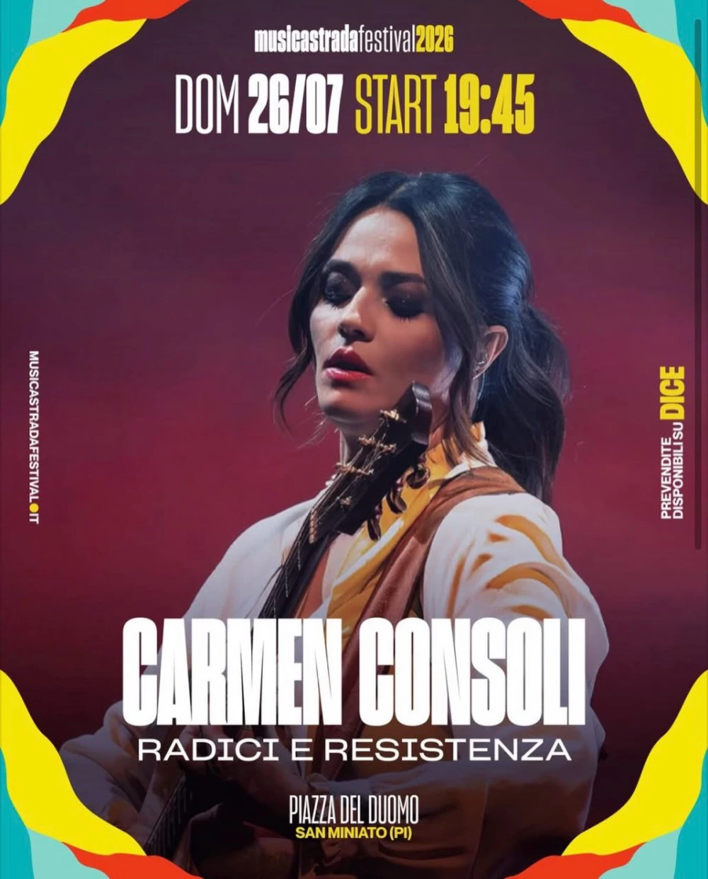 Carmen Consoli in concerto a San Miniato 2026 – Musicastrada Festival, data e biglietti