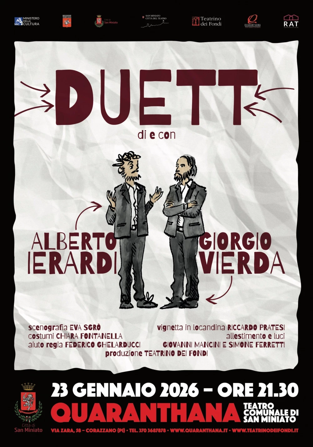 locandina spettacolo teatrale a san miniato a gennaio dell'associazione quaranthana